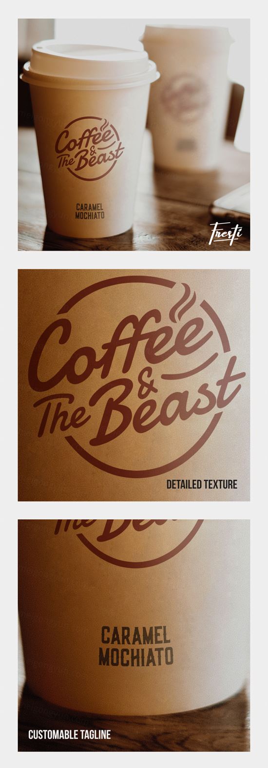 星巴克咖啡杯样机贴图模板素材 PSD Starbucks Style Papercups Mockup