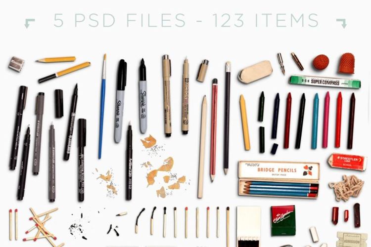 文艺手作类小插画书写文具展示样机模板 Mini Mockups