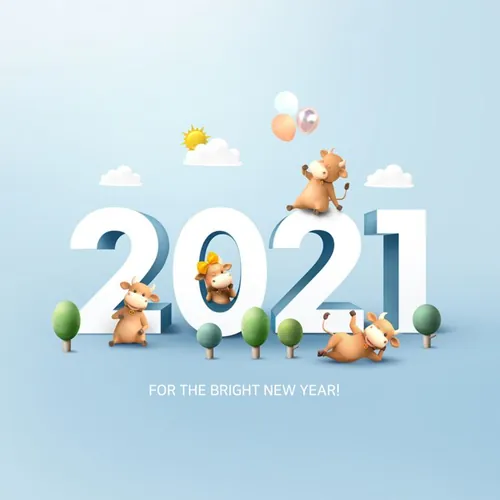 2021年新年快乐3D立体字特效数字场景文字特效PSD模板