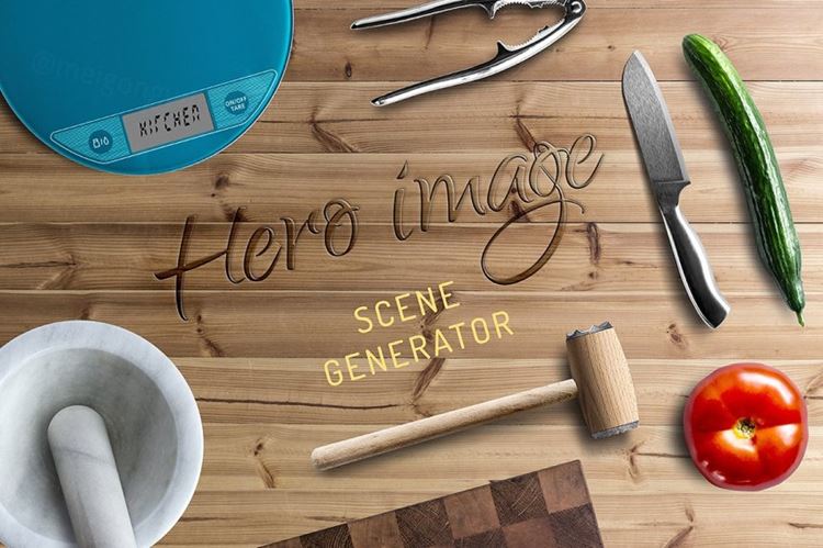 高逼格的厨房用品样机素材Kitchen equipment scene generator 364579