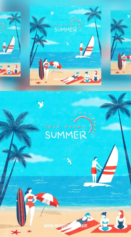 Summer Sale Big Event 夏季促销AI矢量海报素材 tid227a1705