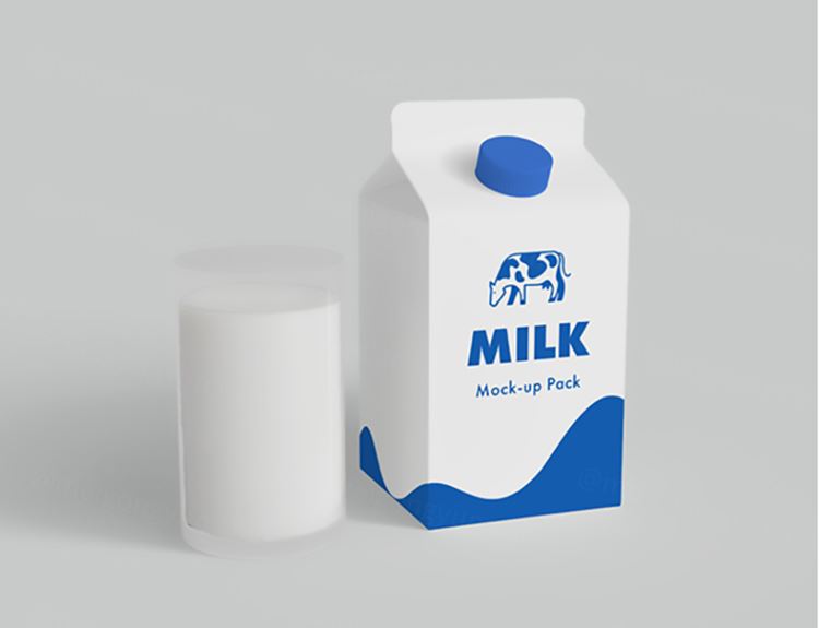 牛奶盒模型PSD贴图模板Milk Carton Mockup