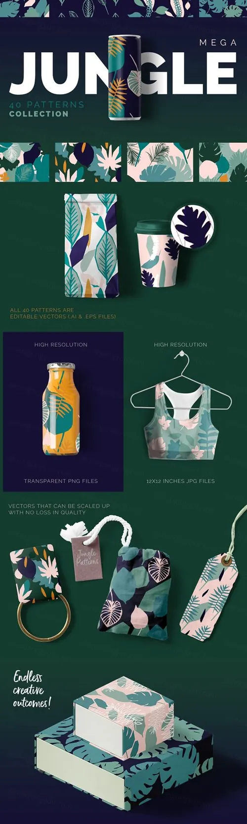 热带丛林植物背景纹理素材 Jungle Tropics -