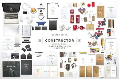 高品质的办公桌面场景VI品牌标识设计素材