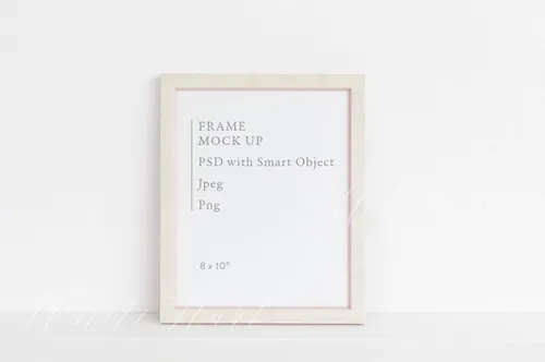 粉色相框画框框架样机 Minimal wooden pink frame mock up