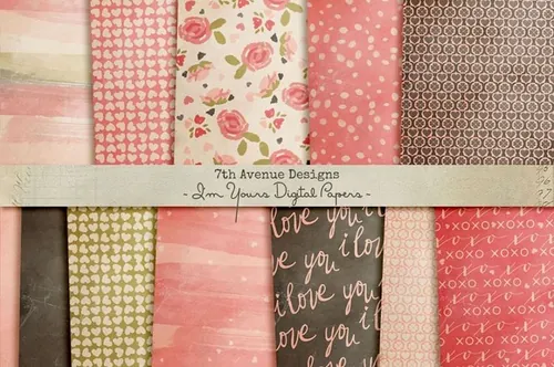 手绘水彩背景纹理素材 I’m Yours Digital Papers