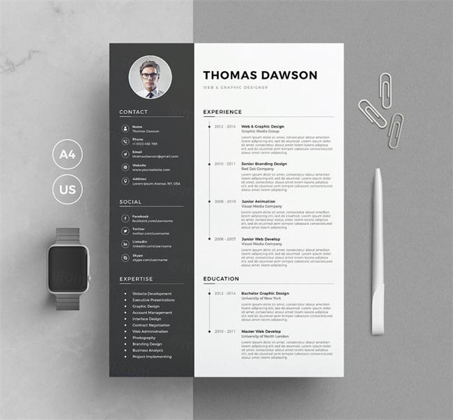 高端极品简历PSD/DOC模版 Resume/CV - TD