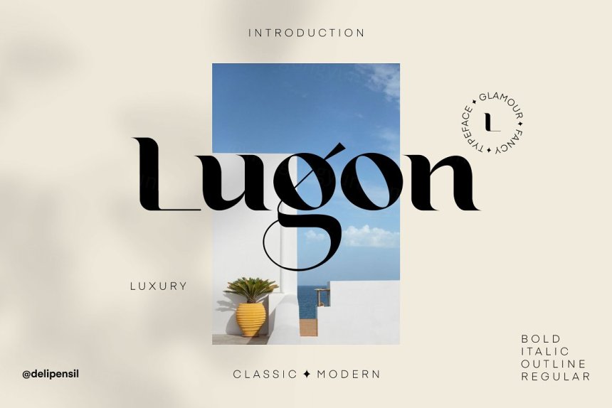 新复古经典现代衬线英文字体 Lugon Classic Modern Typeface