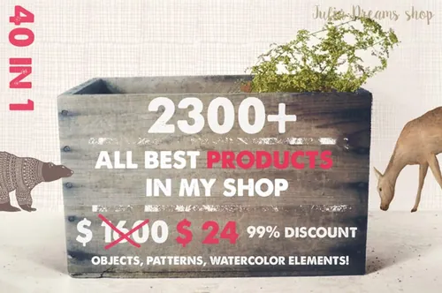 品牌广告手绘水彩矢量素材 2300 Objects , Pa