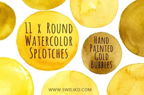 Watercolor Bubbles , Gold