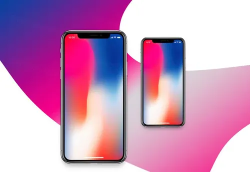 前视图iPhoneX手机贴图PSD模板Phone X Presentation Vector Mockup