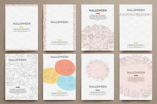 涂鸦万圣节主题画册杂志模板 Doodle-Halloween-brochures.