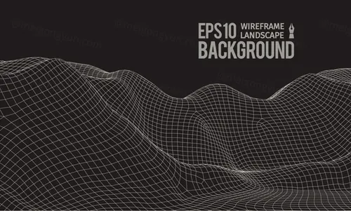 三维抽象线框数字山脉背景 未来科技大数据技术概念 Abstract wireframe background