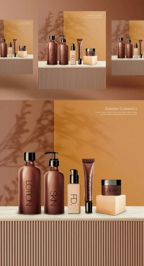 化妆品秋季主题护肤保湿包装设计美妆海报PSD模板 Autumn Cosmetics
