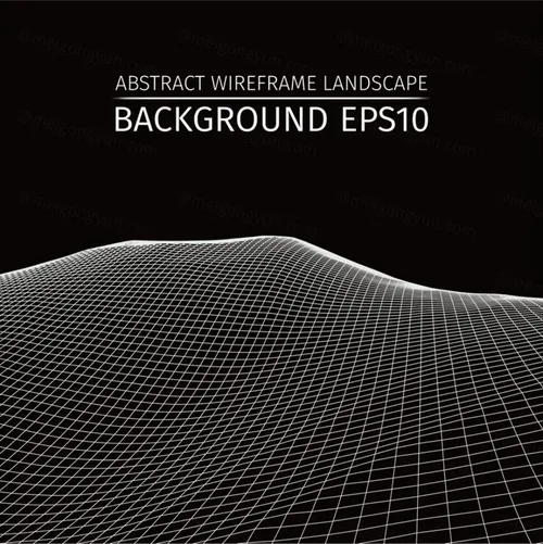 三维抽象线框数字山脉背景 未来科技大数据技术概念 Abstract wireframe background
