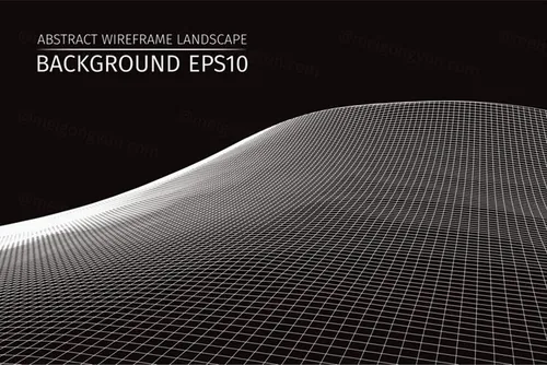 三维抽象线框数字山脉背景 未来科技大数据技术概念 Abstract wireframe background