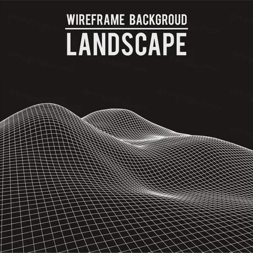 三维抽象线框数字山脉背景 未来科技大数据技术概念 Abstract wireframe background