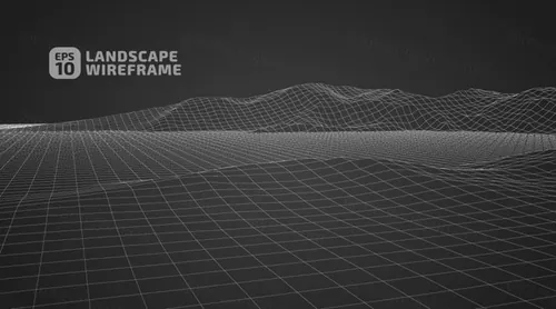 三维抽象线框数字山脉背景 未来科技大数据技术概念 Abstract wireframe background