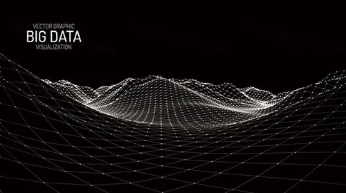 三维抽象线框数字山脉背景 未来科技大数据技术概念 Abstract wireframe background