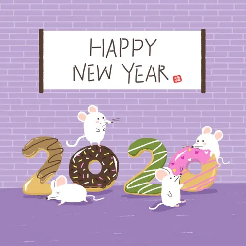 韩式年甜甜圈甜蜜风格鼠年海报模板