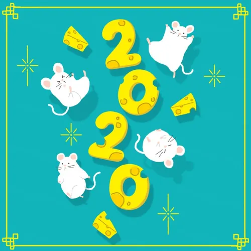 韩式奶酪年新年鼠年海报模板