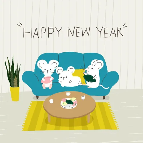 宅在家里的鼠年新春海报模板