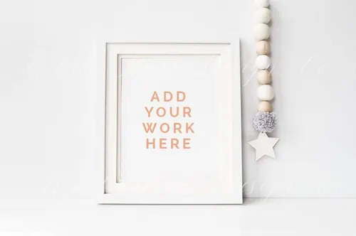 大幅现代白色相框画框样机 Nursery frame mock up – 8×10quot;