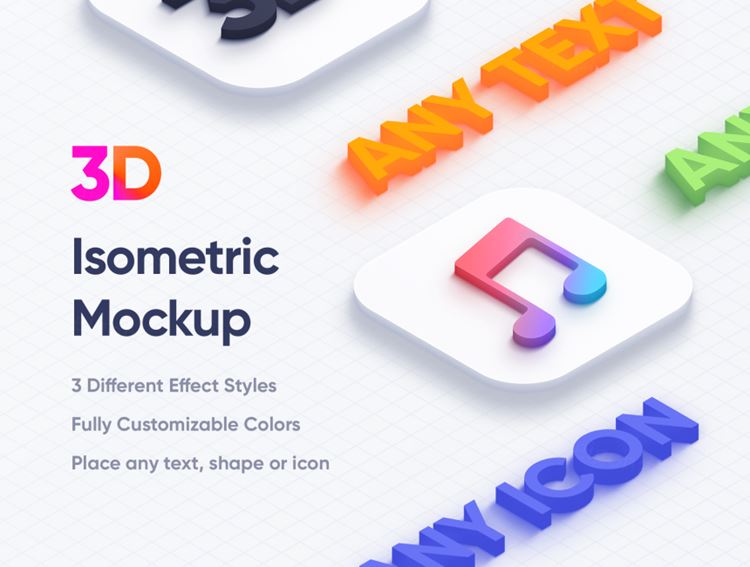 等距透视三维立体APP图标LOGO设计提案样机PSD模板 Isometric 3D Mockups