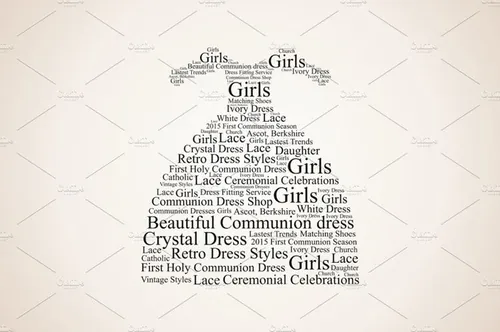 单词组成的裙子形状插画素材Dress