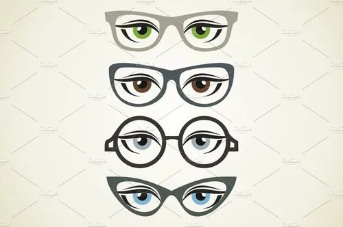 戴眼镜的眼睛插图素材Glasses
