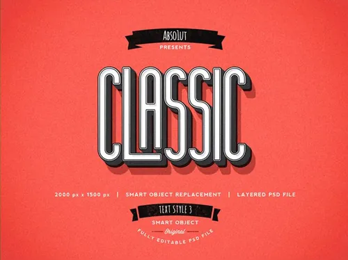 复古风格3D立体文字效果图层样式retro_text_3