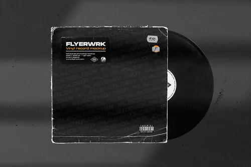 暗黑系做旧复古黑胶唱片场景模拟样机贴图模板