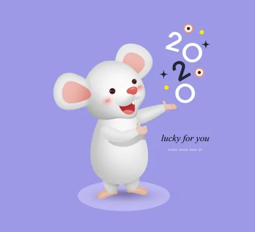 春节新年卡通可爱风格欢乐的鼠年海报模板