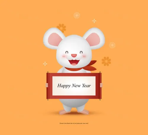 欢乐的韩式年横幅卡通可爱风格鼠年海报模板