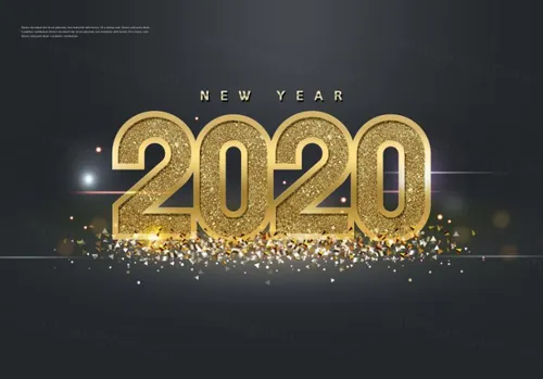 炫酷金色立体字年新年海报模板