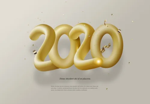 金色悬浮立体字年鼠年海报模板