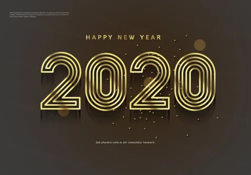 金色线性年字体设计风格海报模板