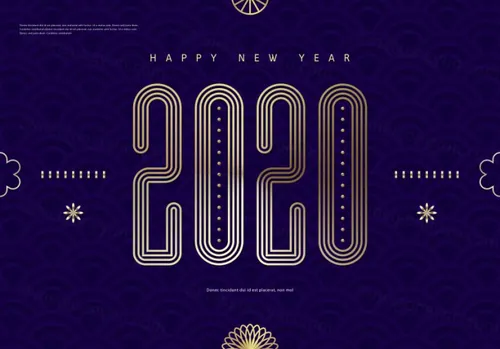 中国风年线性字体海报模板