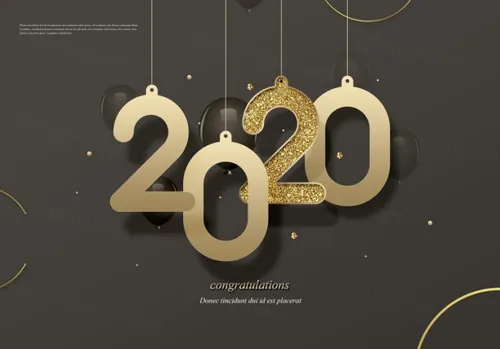 金色悬空的年立体字设计海报模板