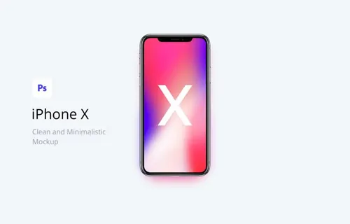前视图iPhoneX手机贴图PSD模板iPhone X Clean and Minimalistic Mockup