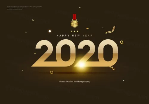 金色年字体设计海报模板