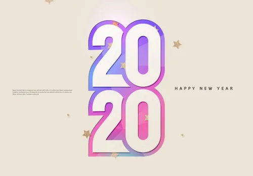 彩色年字体设计海报模板