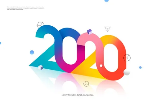 几何渐变色年字体设计海报模板