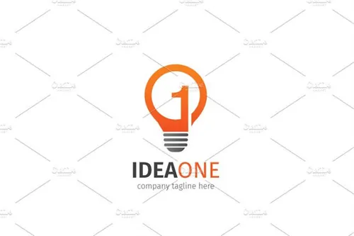 创意灵感主题灯泡形状Logo标志模板 Idea One Logo