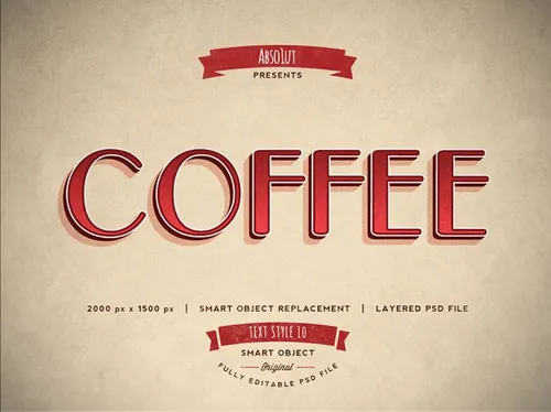 复古风格手绘英文COFFEE文字效果图层样式retro_text_10