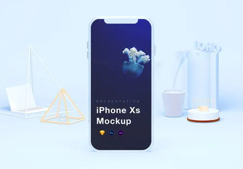 苹果手机网页APP设计UI贴图展示样机模板 iPhone Xs Mockups