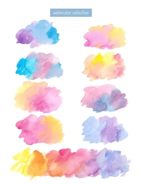 水彩七彩墨迹颜料抽象艺术插画合集