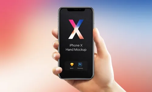iPhoneX手机贴图PSD模板New iPhone X In Hands Mockup