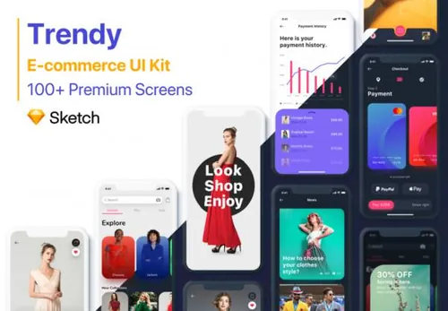 拥有100多个屏幕的最全面的电子商务UI工具包 Trendy | E-comme