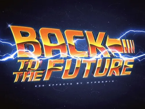 穿越未来科技感立体字体特效PSD模板 Back to the Future Text Effect
